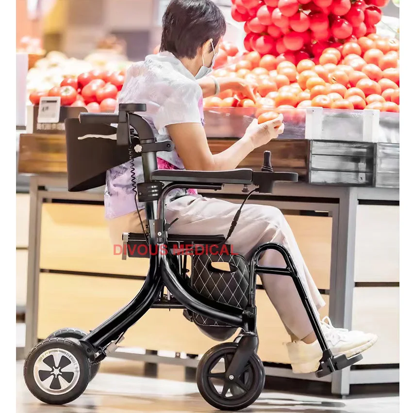 Lightweight Folding Electric Rollator Walker Mobility Scooter Aids Wheelchair for Seniors Adults with Seat Foot Rest Product