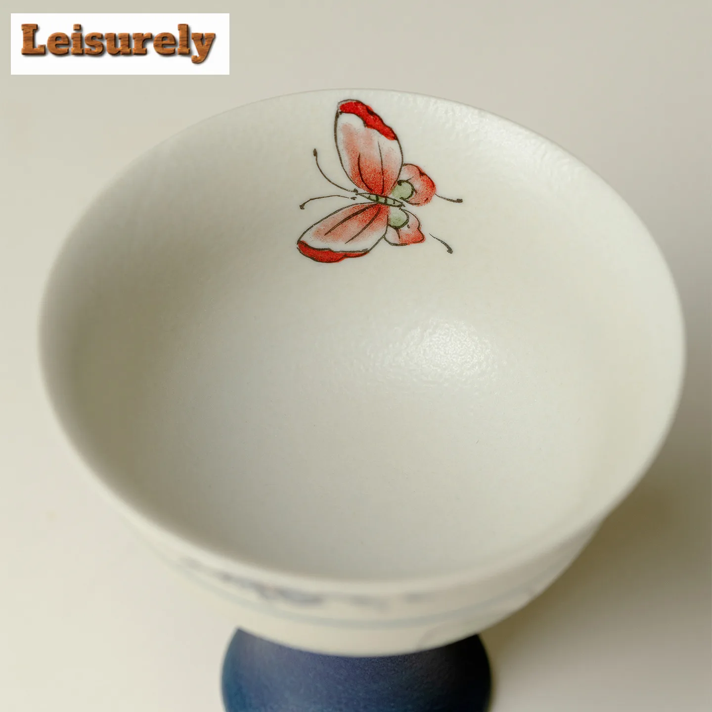 2pc/lot Butterfly Orchid High Foot Teacup Zen Tea Bowl Set Of Cups Tea-tasting Fragrance Cup Jianzhan Master Cups Tea Items 60ml