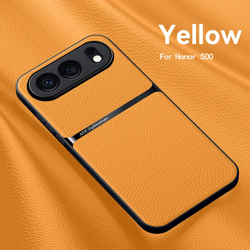 Premium Luxury Magnetic Leather Car Holder Case - Silicone Protective Back Cover