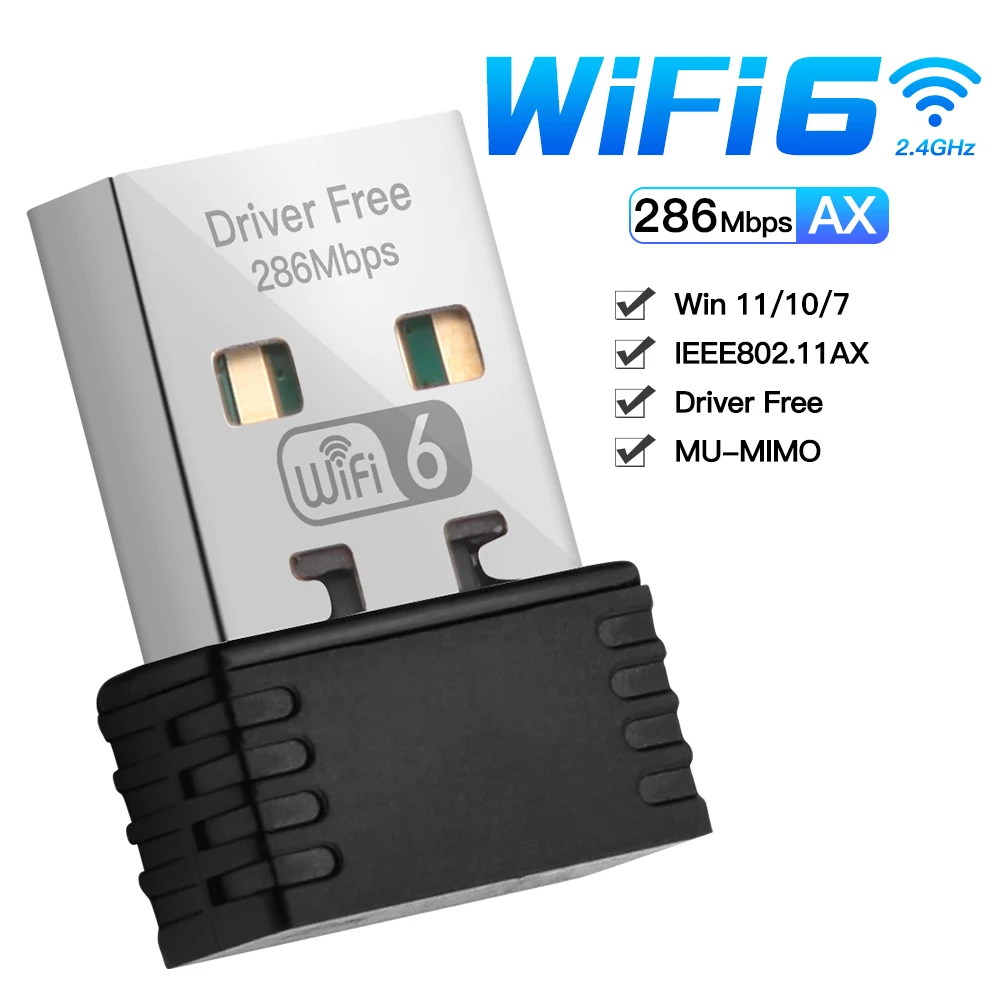 Mini USB WIFI 6 Network Card 2.4GHz USB Dongle WiFi Lan Adapter 802