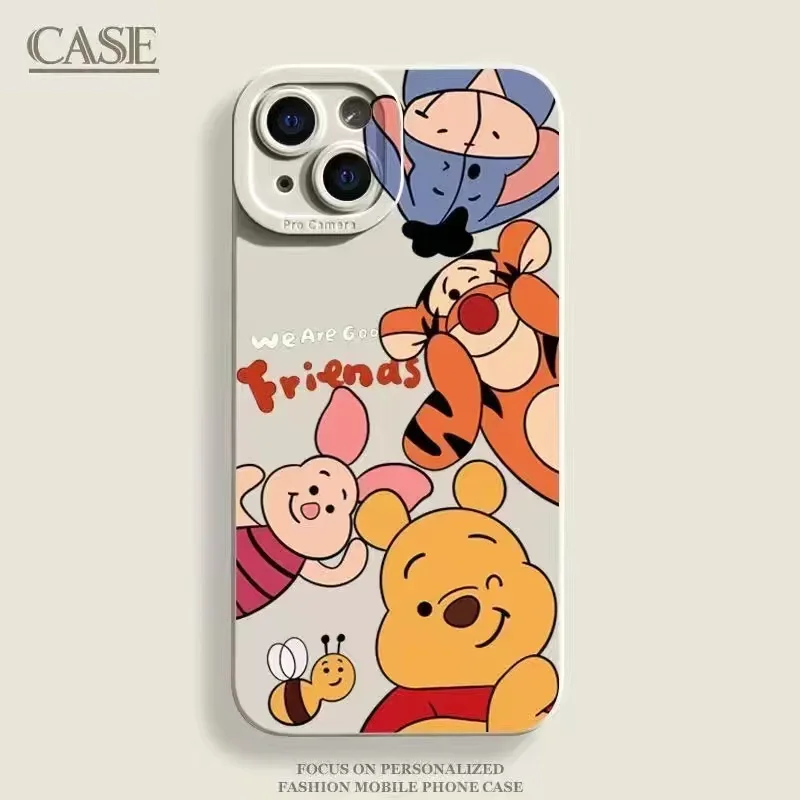 thumbnail image 1 of Disney Winnie the Pooh Liquid Silicone Phone Case For iPhone 15 14 11 13 12 Pro Max X XR XS 7 8 Plus SE2 Protection Back Cover, 1 of 5