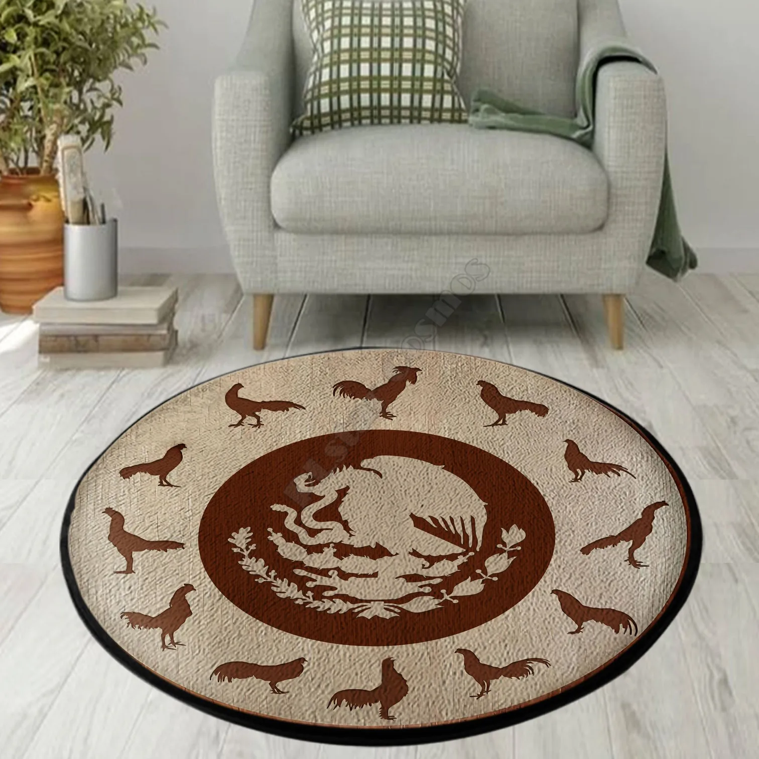 

Aztec Mexico Circle Rug 3D All Over Printed Non-slip Mat Dining Living Room Soft Bedroom Carpet