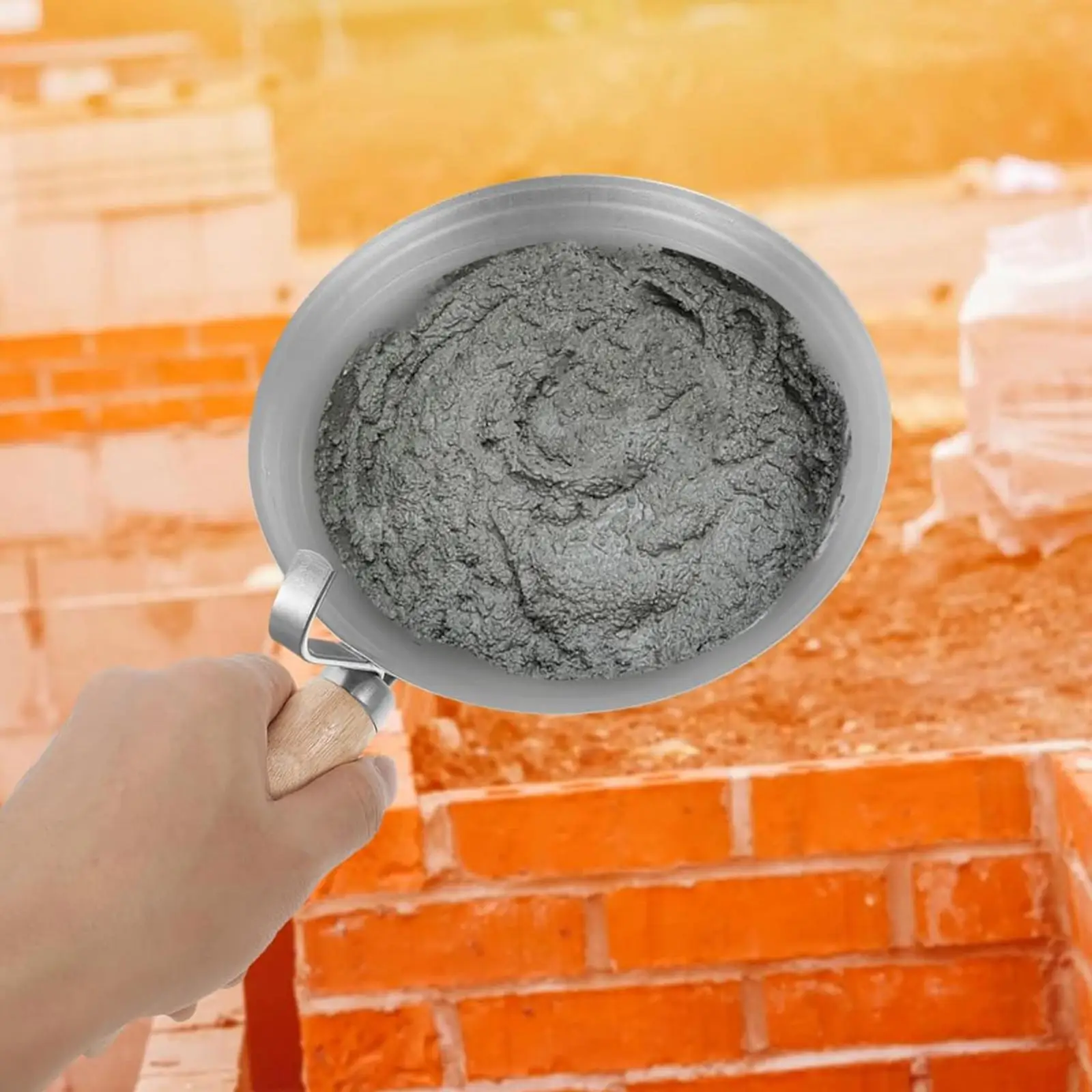 Cement Bucket Scoops Wooden Handle Sturdy for Drywall Plasterers Bricklaying