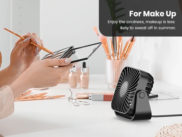 TOPK 4 Zoll tragbarer USB-Mini-Ventilator für Camping, 3 Geschwindigkeiten, leiser Schreibtisch, Tisch, persönlicher Ventilator, 360 ° Anpassung der Standventilatoren für den Raum zu Hause – Detail 3