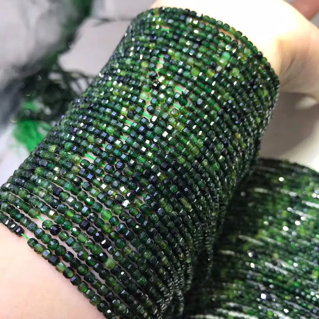

Бусины россыпью из зеленого турмалина с гранями 2/3 мм, натуральные для изготовления ювелирных изделий, ожерелий 14 дюймов, FPPJ, оптовая продажа