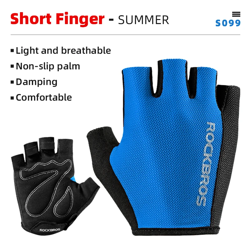ROCKBR Cycling Short Gloves Breathable Sweat-Wicking Net Bike Half Sports Gloves 