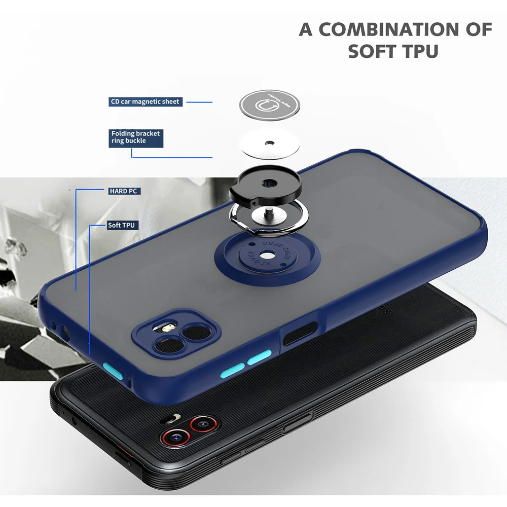 KEYSION Funda mate de moda para Samsung XCover 6 Pro Funda trasera transparente a prueba de golpes con soporte de anillo para Galaxy XCover_voghion.com