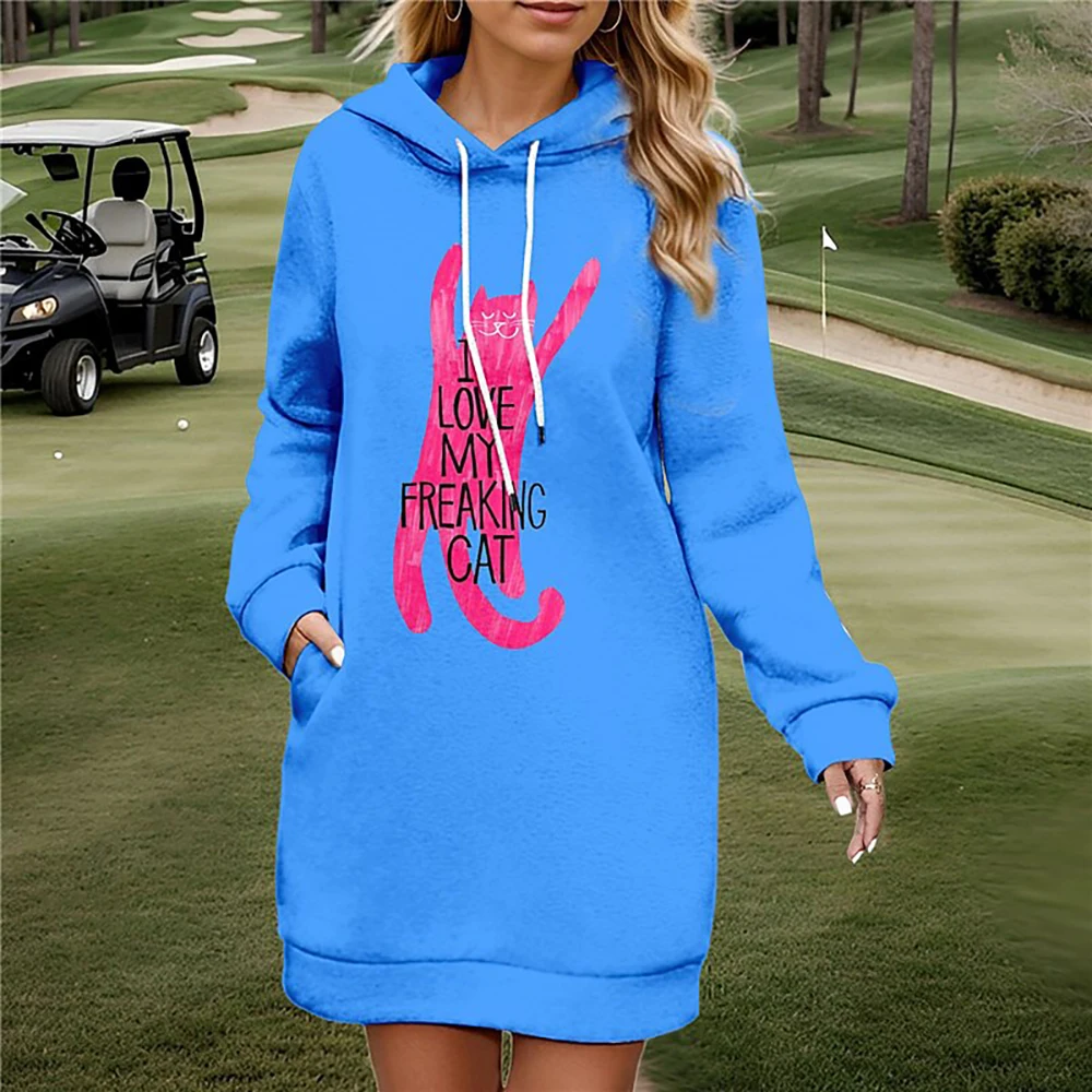 

Winter 3d Cat Print Hoodie Dress For Women Fashion Casual Dress Sweatshirt Elegant Party Slim Fit Dress Funny Female Clothing