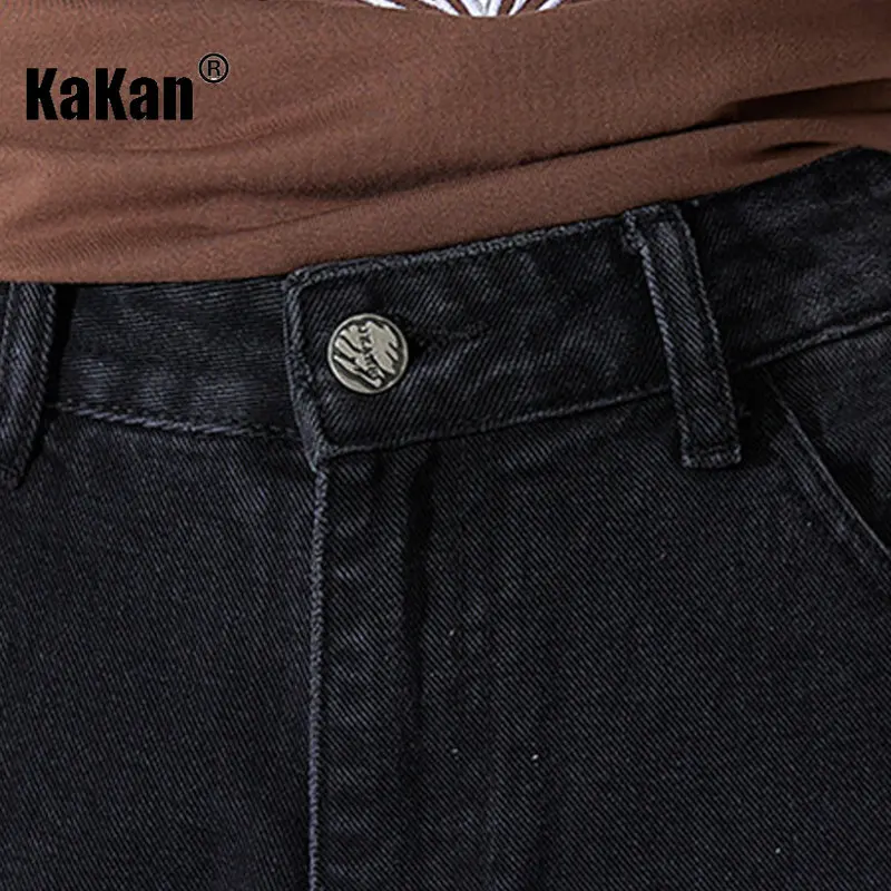 Kakan - New Black Washed Straight Leg Jeans Men's Wear, Loose Versatile  Casual Wide Leg Long Jeans K24-ZY2318