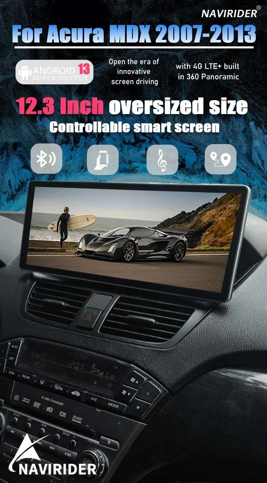 12.3inch Android Qled Screen For Acura MDX Car Radio Multimedia Video Player Ste
