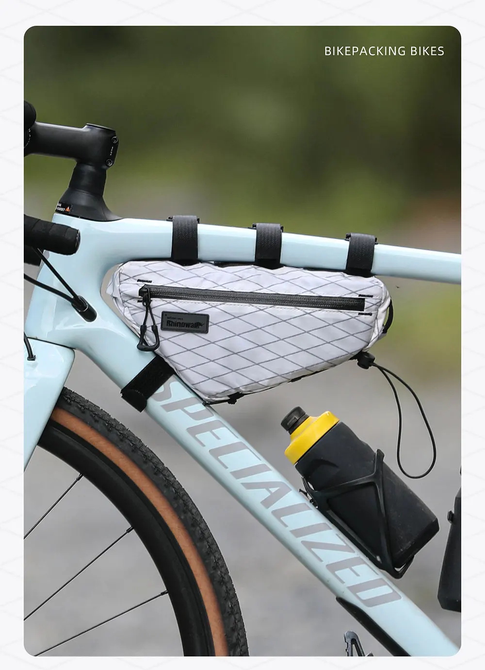 Rhinowalk Fahrrad-Dreieckstasche, wasserdicht, 1,7 l, Fahrrad-Frontrahmentasche, Bikepacking, Radfahren, Reisen, Aufbewahrungstasche mit mehreren Fächern – Detail 18