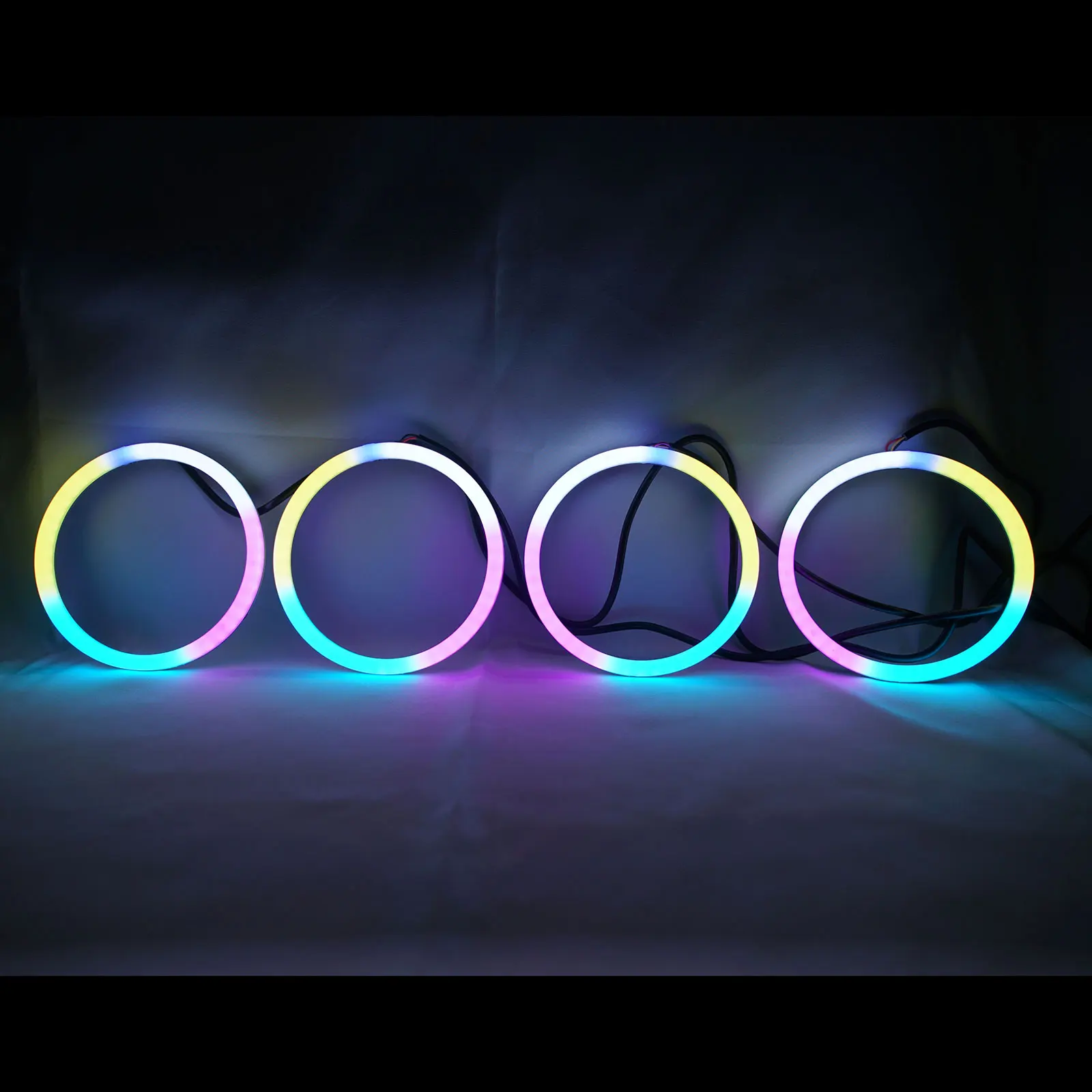 2X RGB 80MM LED Light Guide Angel Eyes Halo Rings for Car Headlight  Retrofit New | eBay