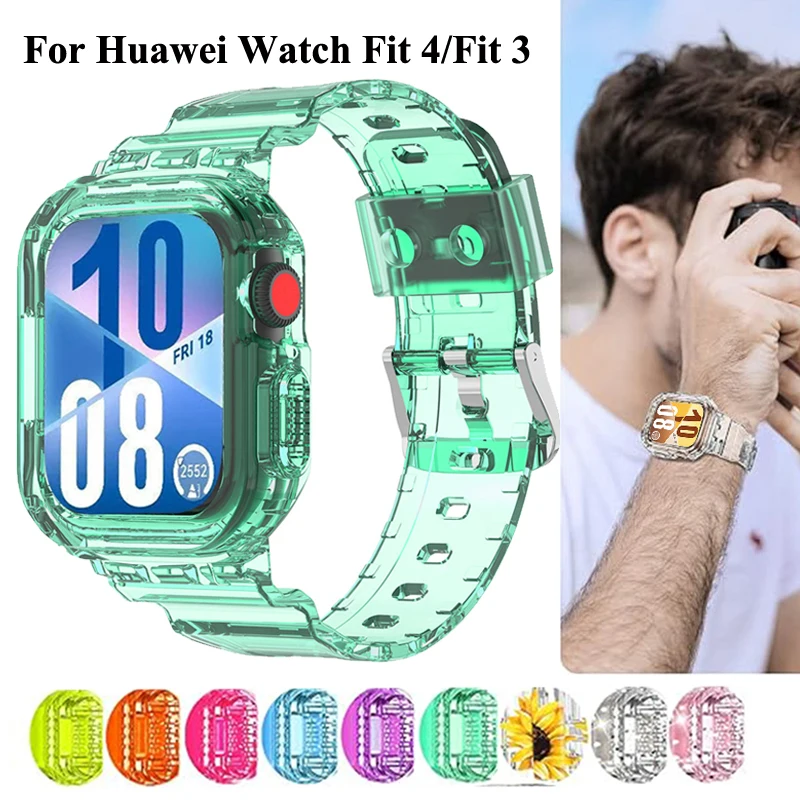 Dual-Function Silicone Band and Case for Smartwatch - Transparent Sport Strap and Protective Bracelet