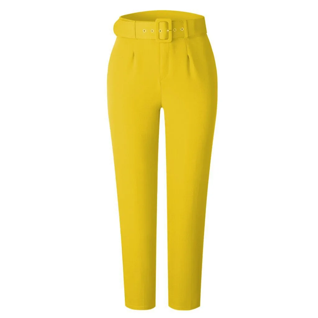 Elegant African Ladies Pants & Trousers for Women High Waisted Belt Waisted Professional Female Business Work Wear Pencil Pants