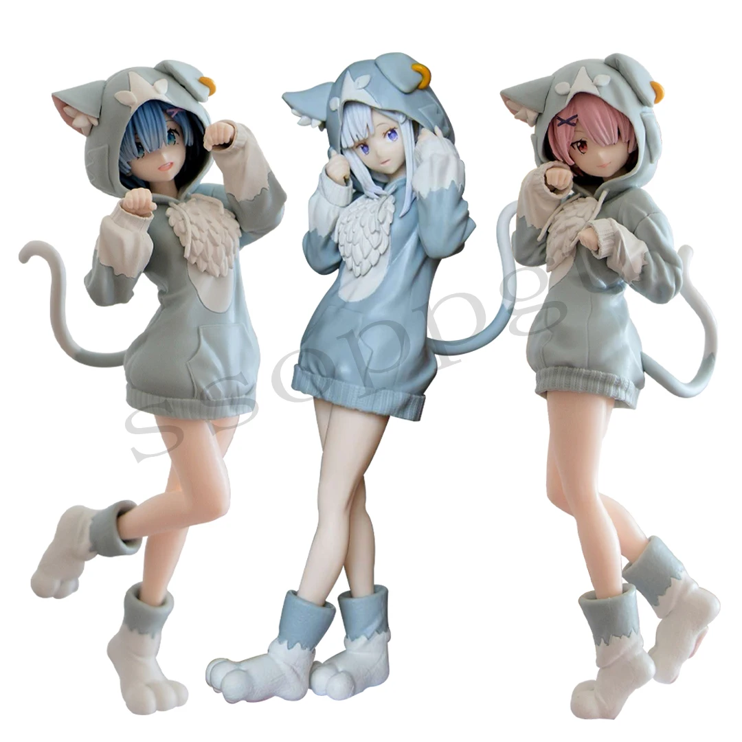 Re Life a Different World from Zero Figure REM RAM Emilia Anime Cat
