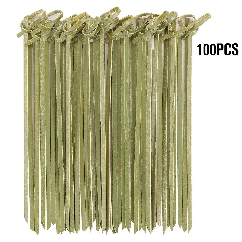 food picks 100pcs disposable bamboo knot skewers cocktail with twisted ends for snacks club sandwiches party barbeque
