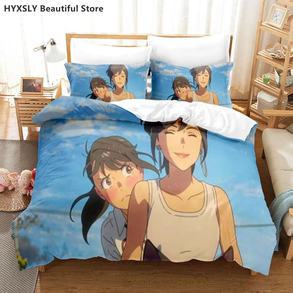Suzume no tojimari Bettwäsche-Set 3d Anime Polyester Bett bezug Kissen bezüge Königin König für Kinder Geschenk niedlichen Anime Bettbezug-Sets – Detail 17