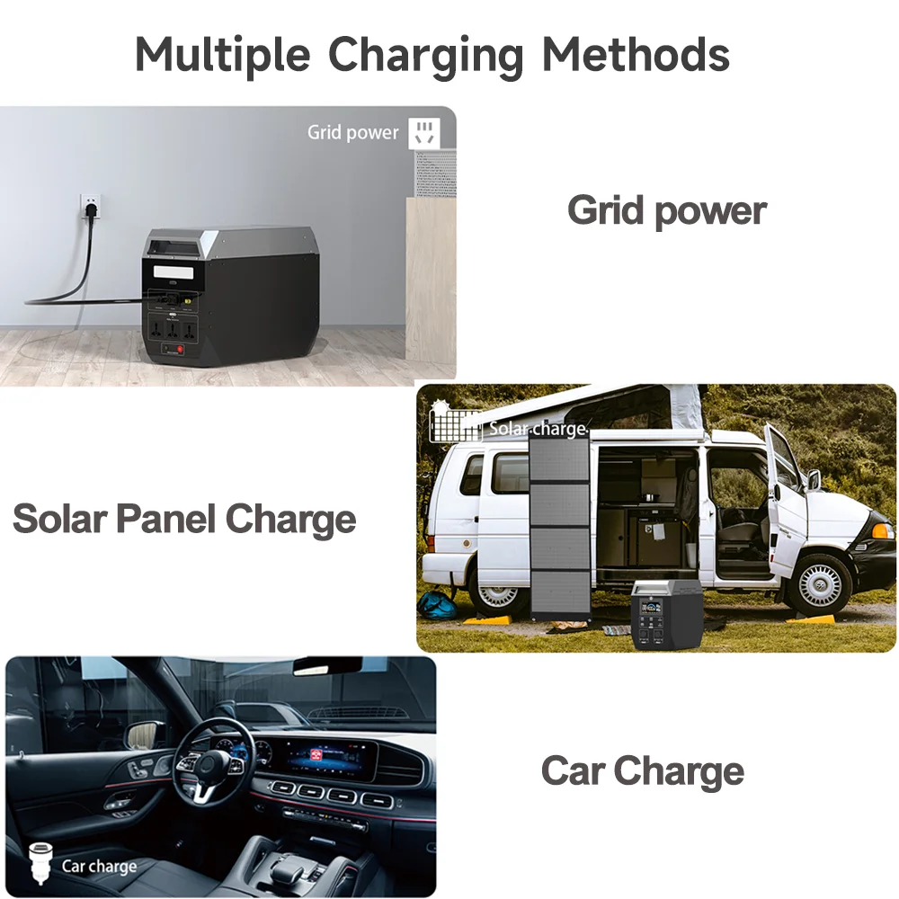 2000W/1000W/500W Portable Power Station Solar Generator External ...