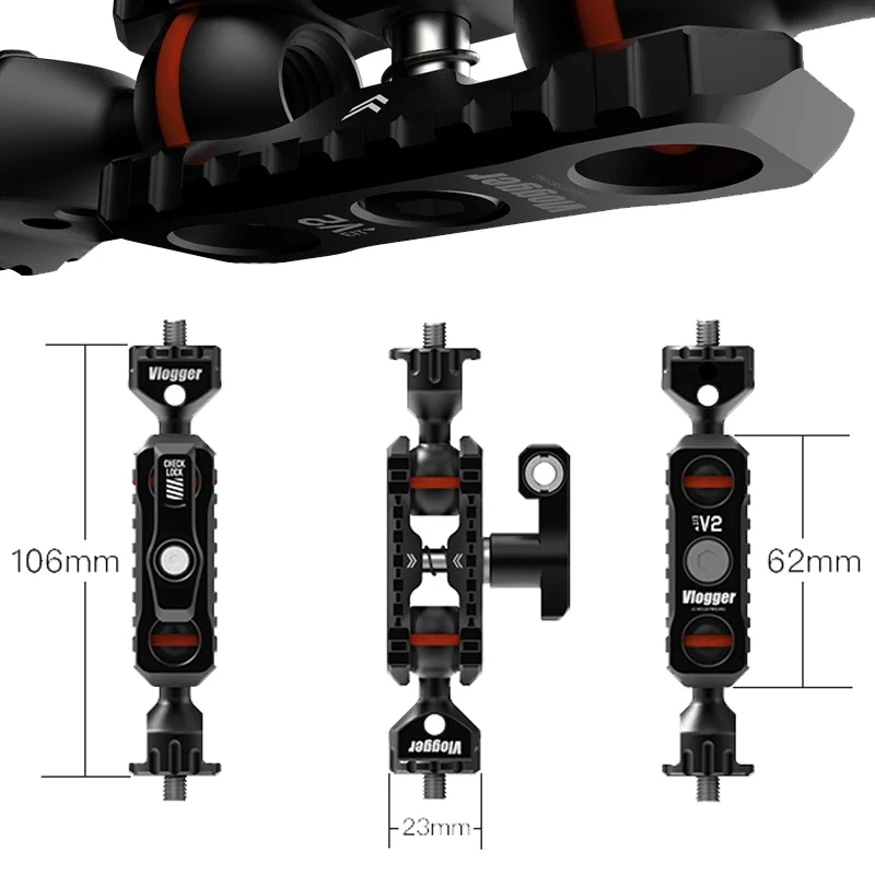 Description Picture 2 of itemVLOGGER Magic Arm 1/4 Screw Head Super Clamp Ball Head Bracket Monitor Mobile Phone DSLR Camera Cage Butterfly Clip Kit