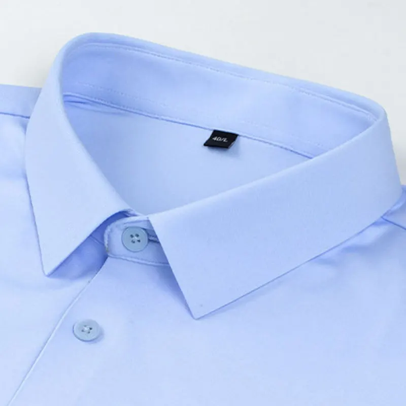Men's Short shirt sleeve ice silk spring summer seamless high stretch non-ironing anti-wrinkle business casual solid color