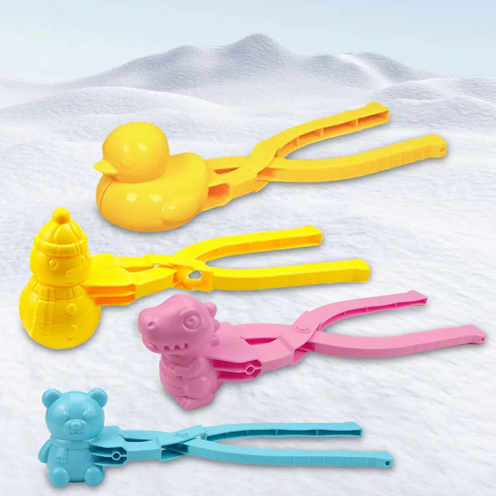 Rice Ball Mold 4-1pc Duck DIY Snowball Maker with Handle Winter Snow Toys Cute Animal Shaper for Kids Adults