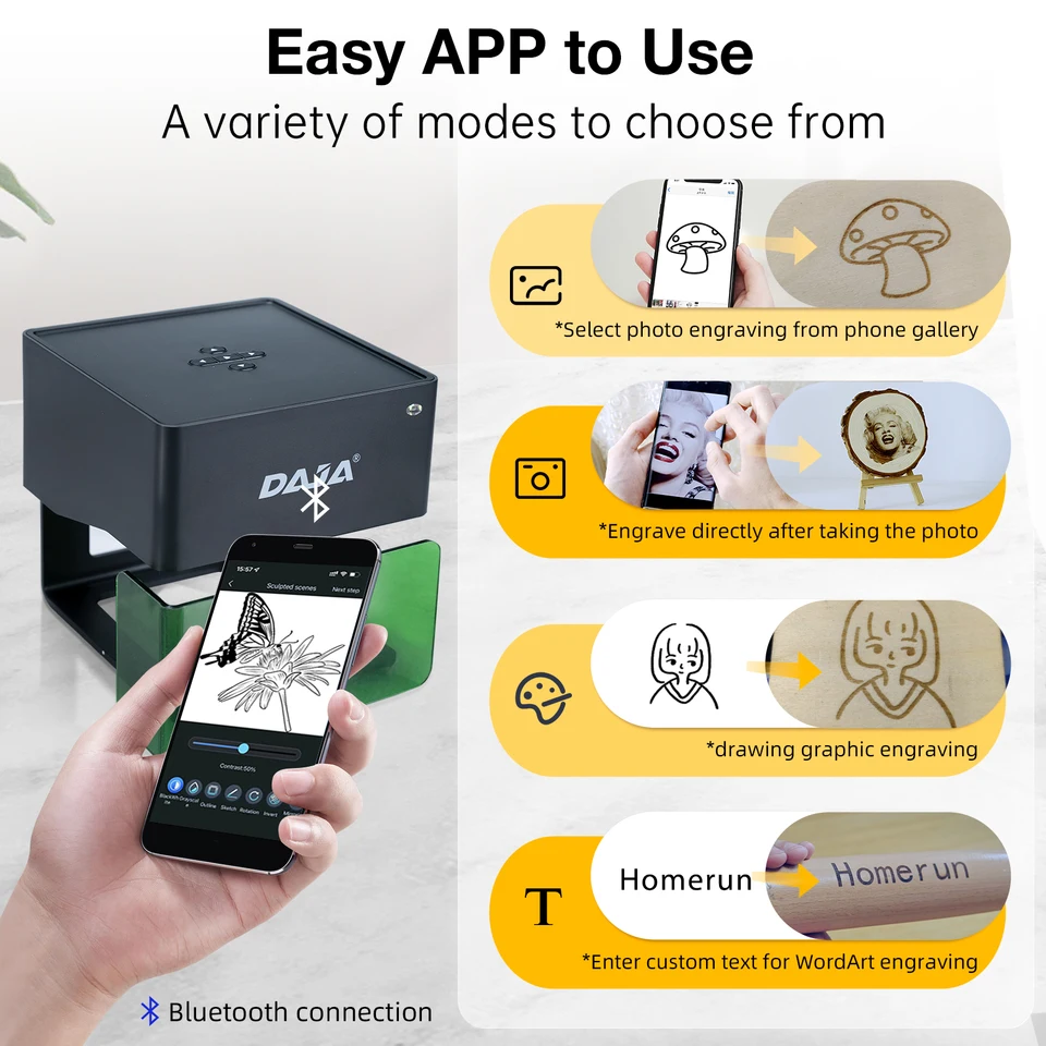 DAJA DJ6 レーザー彫刻機ミニポータブル Bluetooth DIY カット彫刻機