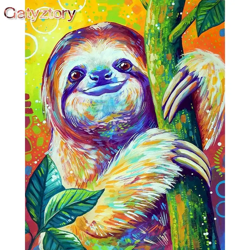 

GATYZTORY 40x50cm Painting By Numbers For Adults Animals Picture Paint Sloth DIY Drawing By Numbers Adults Crafts Home Decor