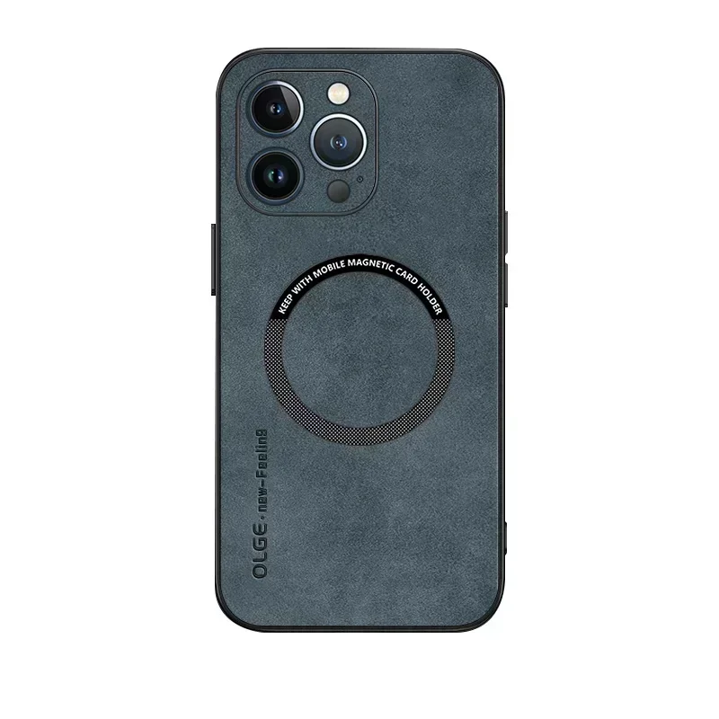 Leather Magnetic Phone Case with Magsafe Compatibility and Shockproof Protection