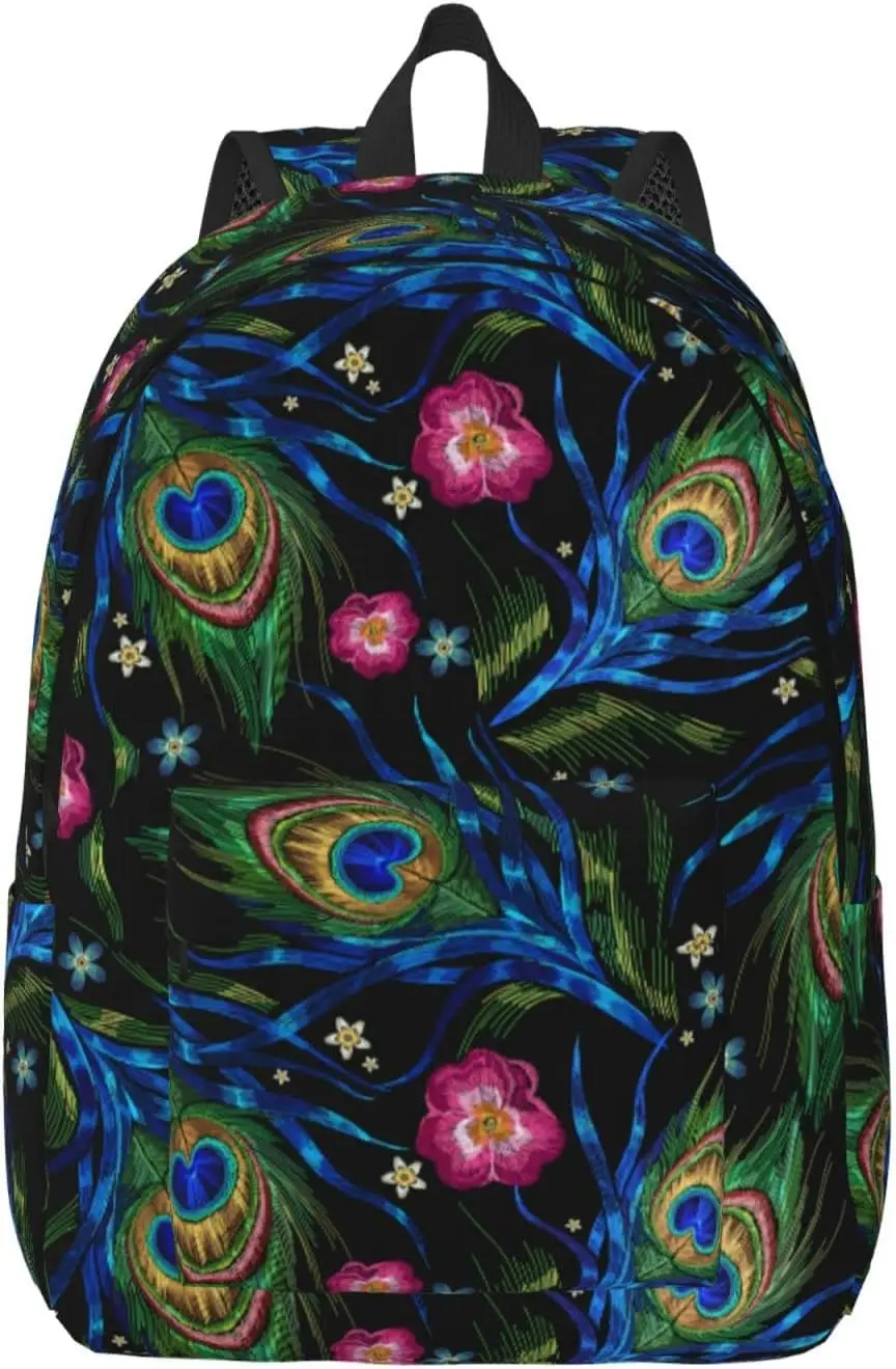 

Backpack Casual Lightweight Peacock Feather Laptop Backpack Men Women Travel Bag Outdoor Canvas Daypack