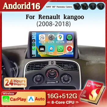 Radio Multimedia para Auto con Pantalla 2K y Android 16 Carplay para Renault Kangoo 2008 - 2018, Autoradio GPS Estéreo 2din 1