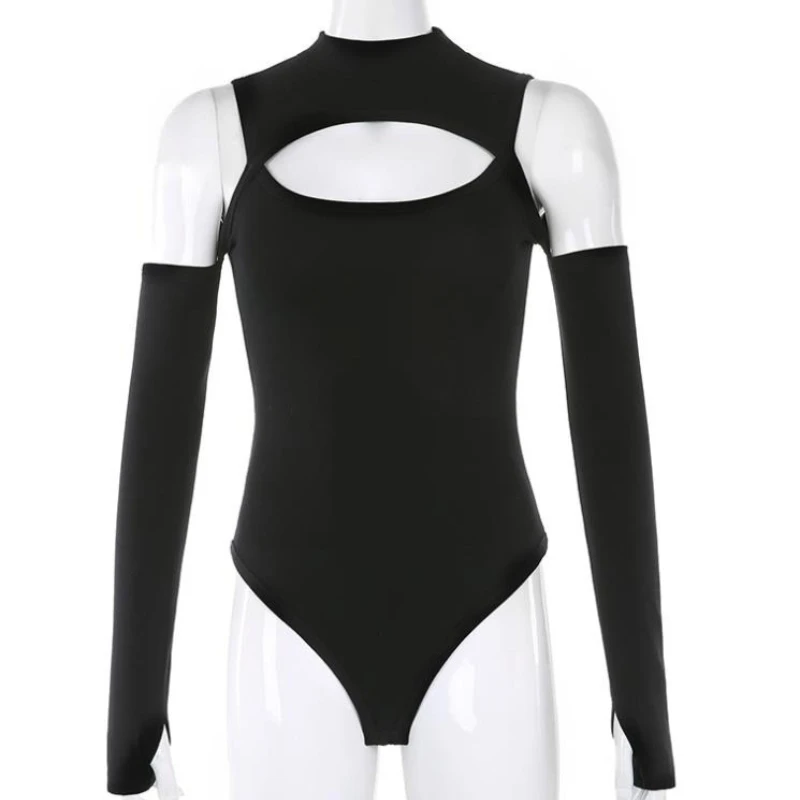 New Spring and Summer Sexy Hollow Off-the-shoulder Women's Jumpsuit Slim-fit Long-sleeved Cover Bottom Onesie T-shirt Women