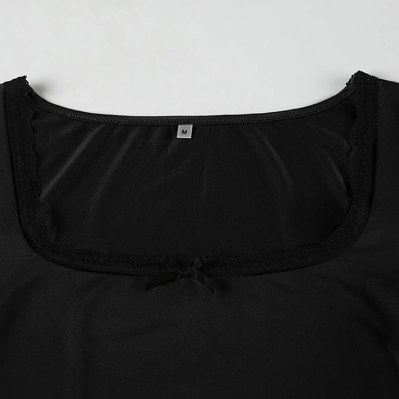 Autumn Hotsweets Slim Long Sleeve Bodysuit Women Simple Lace Trim Square Collar Bow Rompers s Trendy Clothing