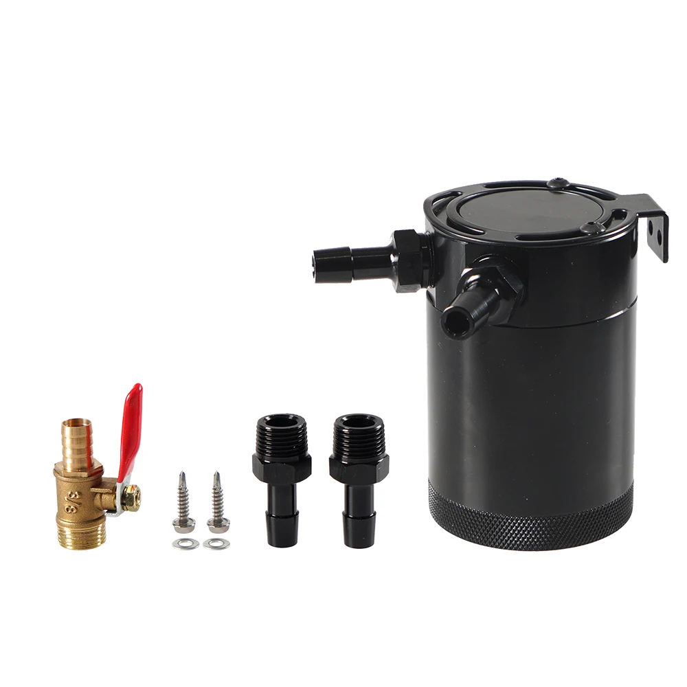 Aluminum Baffled Oil Catch Can Kit with Drain Valve