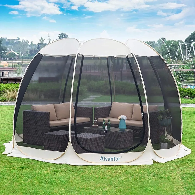 

Screen House Room Camping Tent Outdoor Canopy Pop Up Sun Shade Hexagon Shelter Mesh Walls Not Waterproof 10'x10'