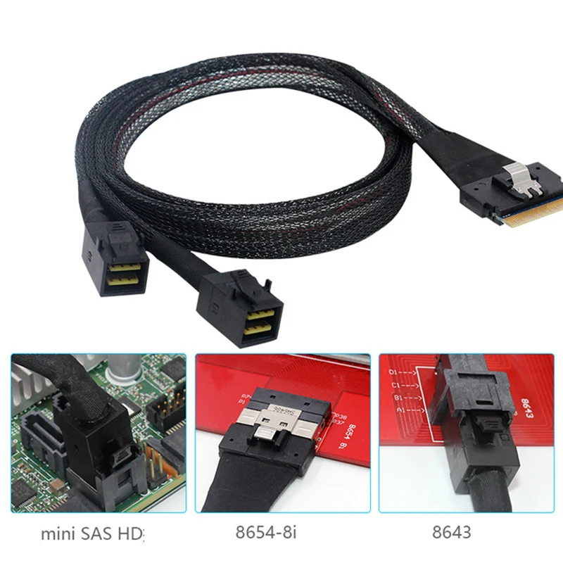 

Кабель для серверовочной карты тонкий, SAS SFF-8654 8i 74PIN, хост на 2 двойных мини-флешки, 4i HD36PIN, целевый 12 Гбит/с маршрутизатор, проводной конвертер