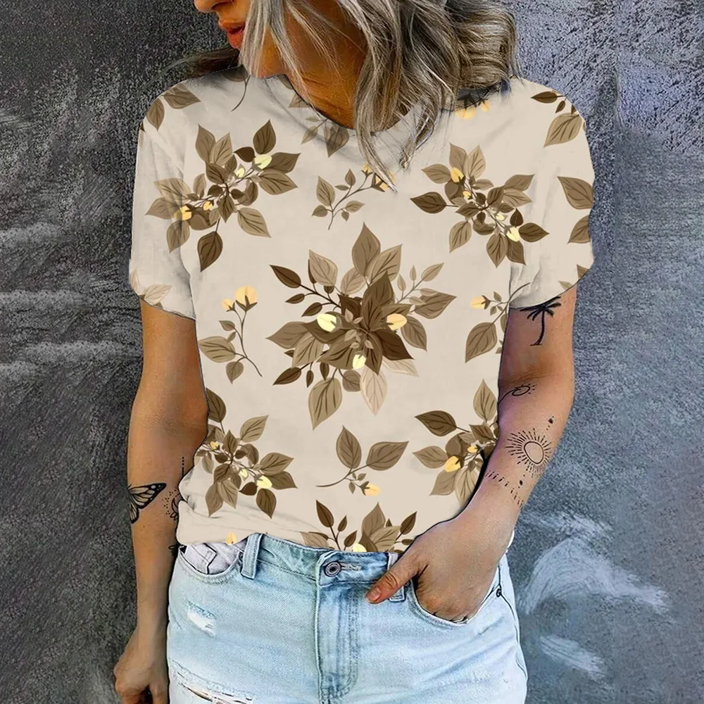 T-Shirt Décontracté À Imprimé Floral