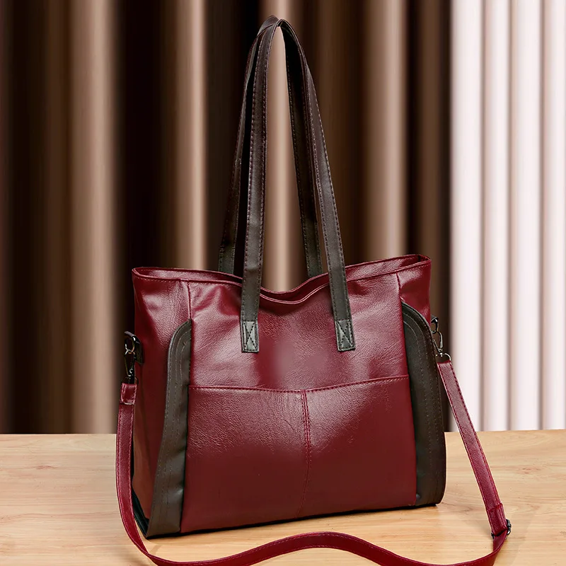 Large Capacity Handbags Women Soft PU Leather Shoulder Crossbody Bag Ladies Bucket Bags Retro Tote Luxury Satchel Handbag