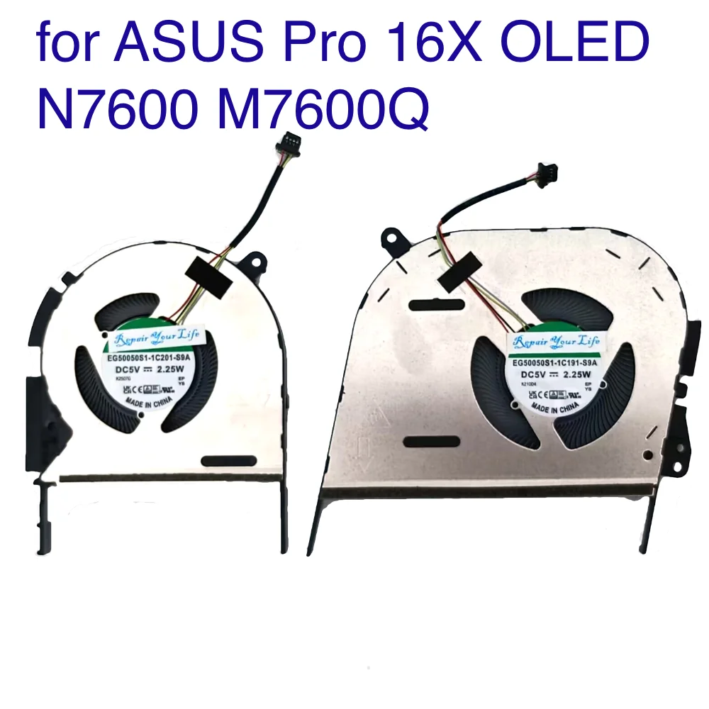 Ventilador de Refrigeração Cpu para Asus Pro 16x Oled N7600 M7600 M7600q X7600 M7600qe M7600re 13nb0uv0t04011