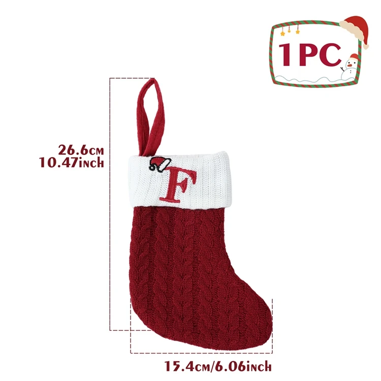 thumbnail image 1 of Calcetines de punto con alfabeto navideño Adornos para árboles de Navidad Decoraciones navideñas para el hogar 2024 Noel Año Nuevo 2025 Regalo de Navidad, 1 of 5