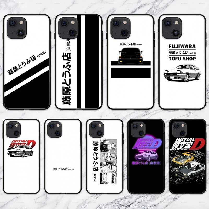 Initial D Ae86 Tofu Decal Phone Case For iPhone 11 12 Mini 13 Pro XS Max X 8 7 6s Plus 5 SE XR Shell case iphone 11 Pro Max 