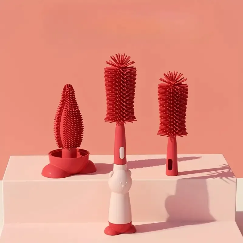 Silicone Bottle Brush Set Bottle Cleaning Brush Cleaner Set Long Handle 3 in 1 Multipurpose Baby Straw Cleaner cleaning brush bottle cleaning brush bottle brush cleaning brush set straw cleaning brush