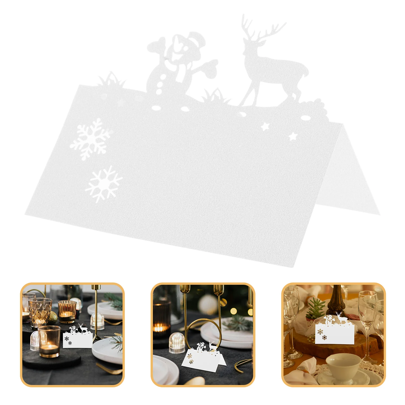 50 Pcs Christmas Party Table Cards Winter Place Holders Name Wedding Reception