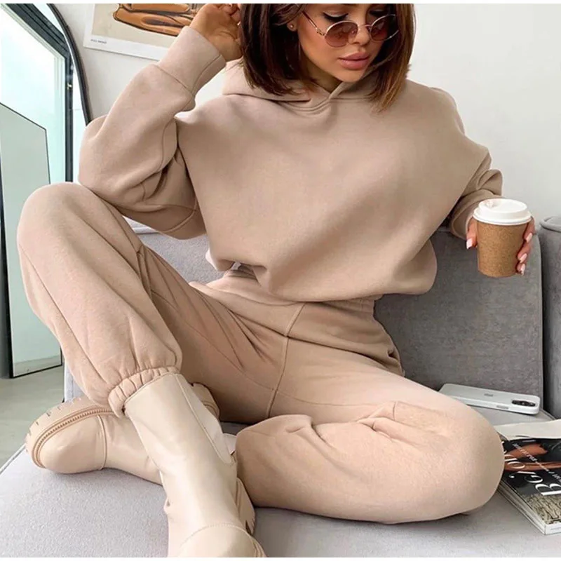 

2024 Autumn Winter Two Piece Sets Women Tracksuit Oversized Suit Trouser Suits Female Sweatshirt Solid Sports Hoodie Sportswear