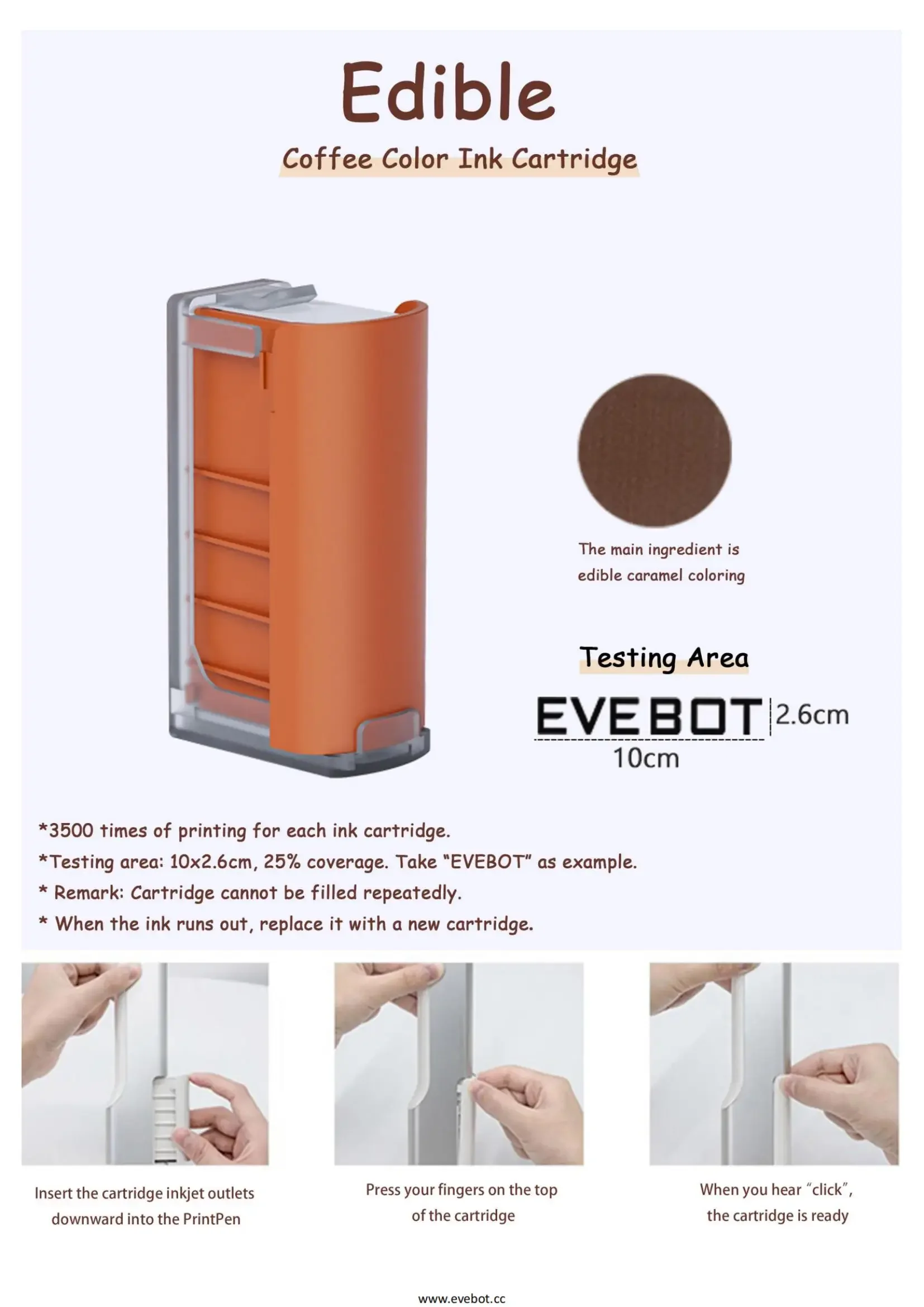EVEBOT  커피 패턴 잉크젯 프린터, 금속 하우징, 카트리지 제거가 용이, 인쇄 범위 26*100mm, 휴대용 가정용 프린트 펜