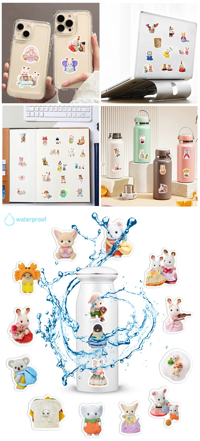 100PCS süße Sylvanian Families Aufkleber Kawaii Graffiti Aufkleber Dekoration DIY für Wasserflasche Telefon Tagebuch Aufkleber Kind Spielzeug Geschenk – Detail 7