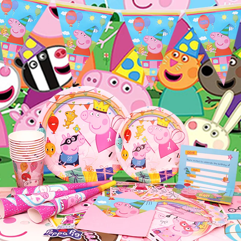 Peppa Pig Birthday Party Decoration Foil Latex Balloon For Kid Event Supplies Banner Backdrop Disposable Tableware Plate Cup - Image 3