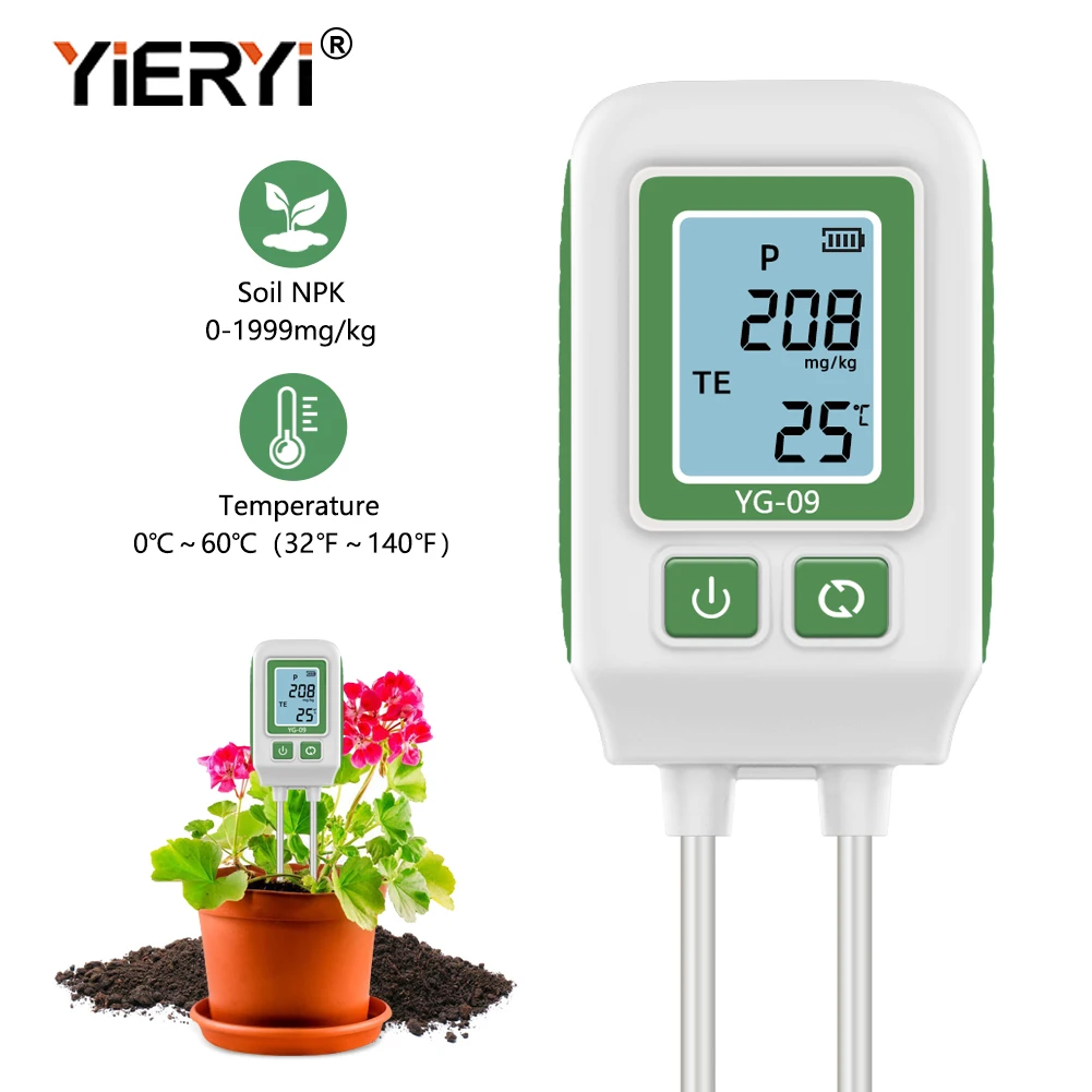 Soil NPK Analyser Meter 0-1999mg/kg Dual Needle Nitrogen Phosphorus Potassium De
