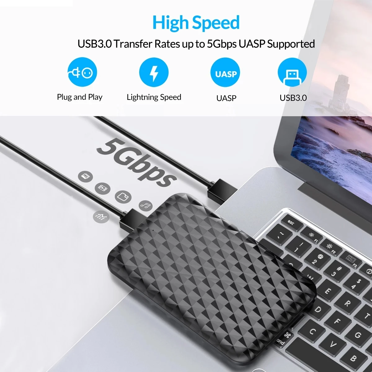 ORICO  HD ̽, 2.5 ġ HDD ̽, USB 3.0-SATA 5Gbps ϵ ̺ ̽ Ȧ, PC 7-9.5mm 2.5 ġ SATA HDD/SSD ̽
