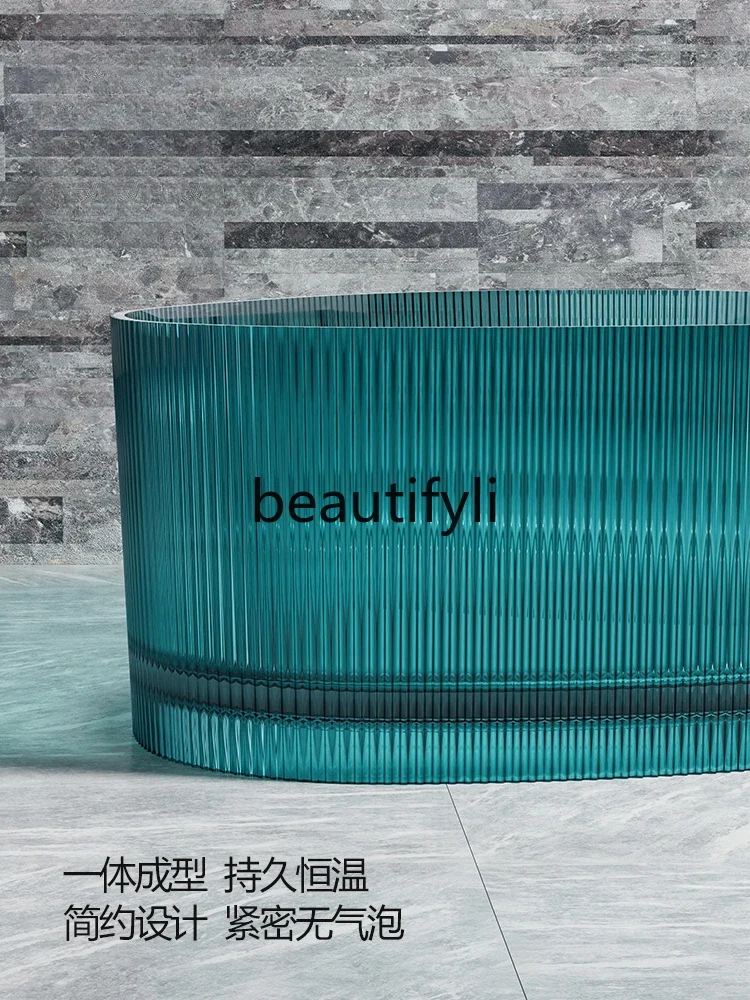 Transparent Resin Bathtub Household Freestanding Vertical Stripe Hotel B & B Double Large Capacity Color Bathtub