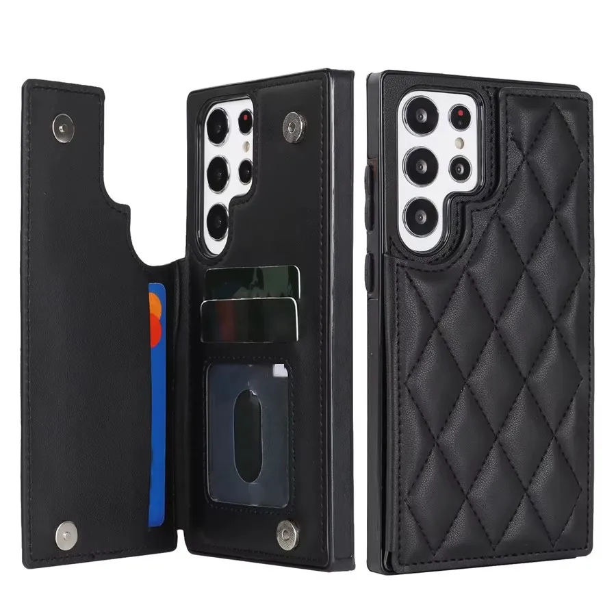 Enhanced Product Title:  
Elegant Double Button Leather Wallet Card Case - Compact and Stylish Design